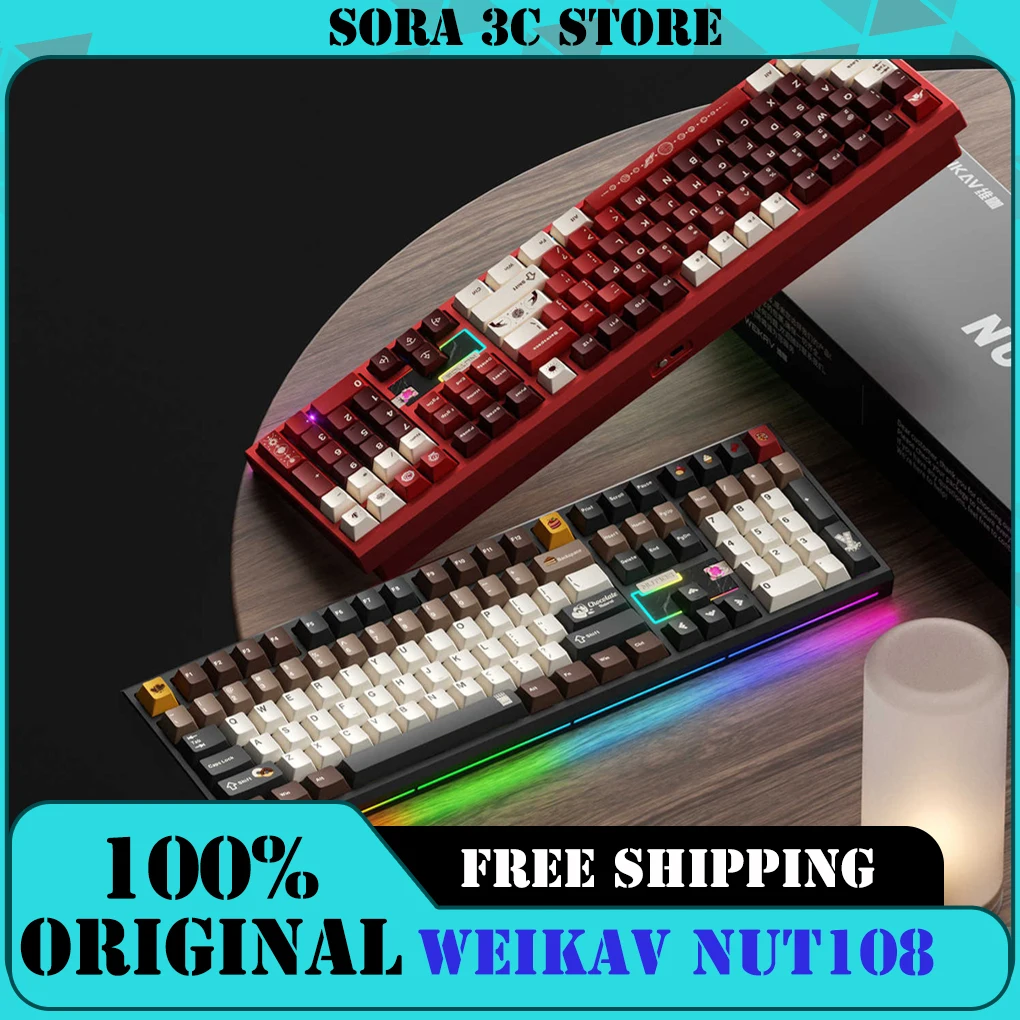 Weikav NUT108 Mechanical Keyboard Kit Wireless Tri-mode Gasket RGB Hot-Swap Custom 108Key Aluminum Office Gaming Keyboard Gift