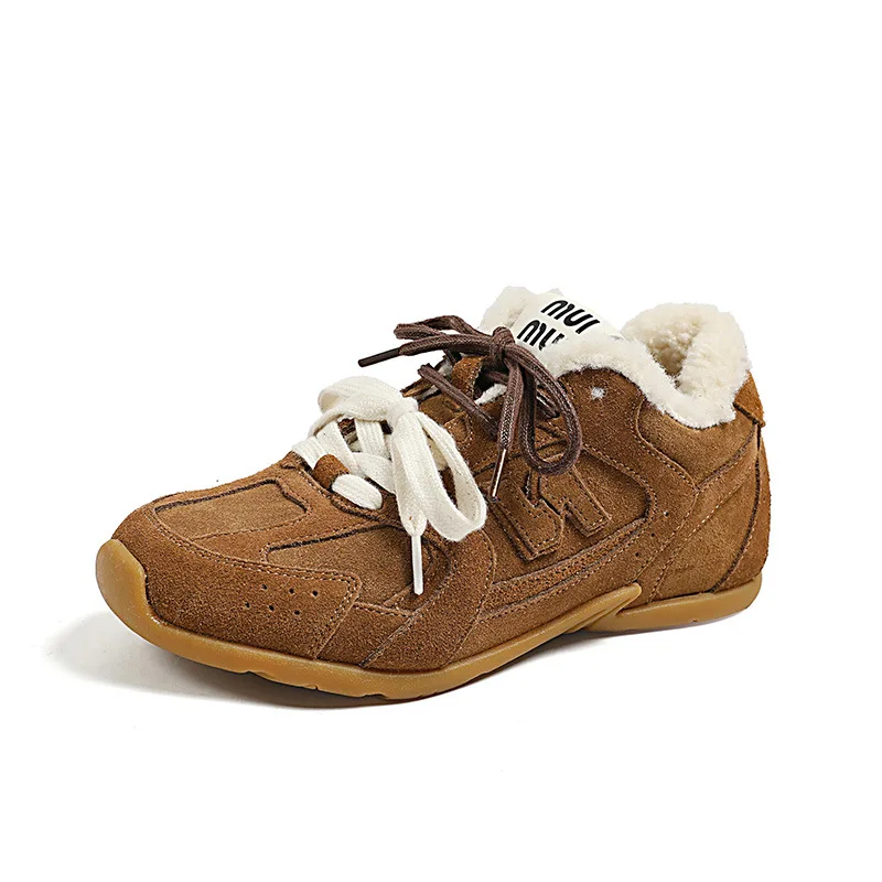 Ciciyang fluff alemão sapatos de treinamento feminino botas de neve de inverno 2025 novo couro genuíno quente antiderrapante senhoras forrest gump sapatos