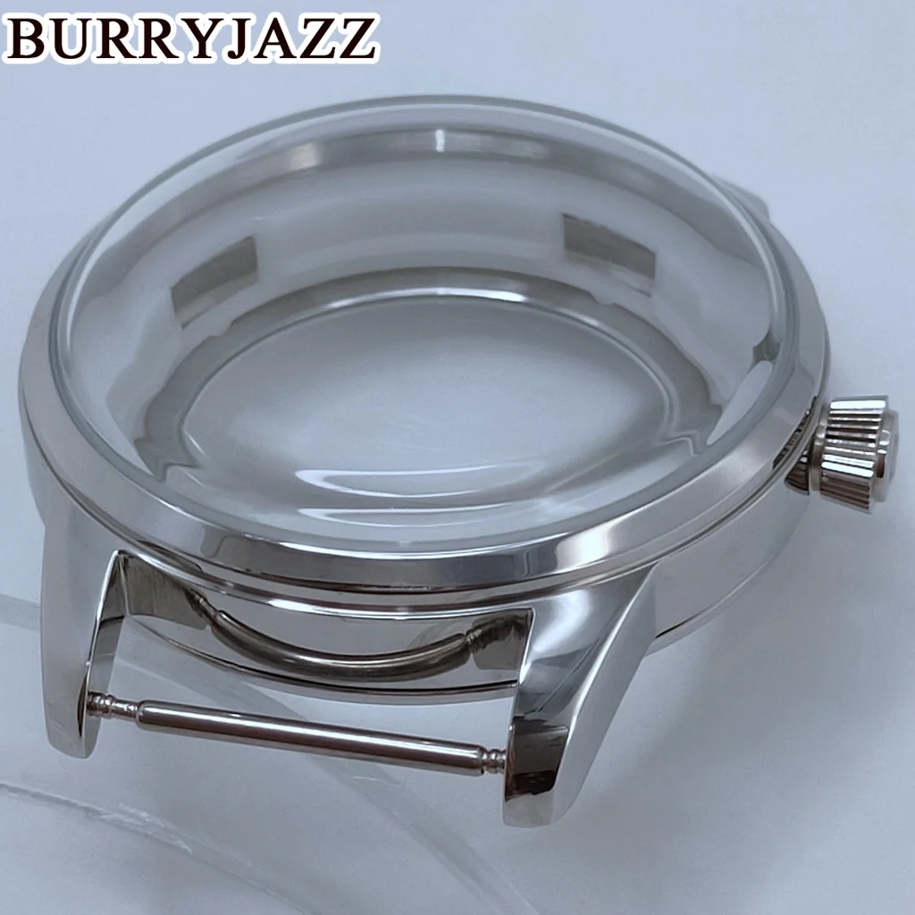 BURRYJAZZ 40mm NH35 NH36 NH34 NH38 NH70 NH72 Watch Case Silver Cocktail Sterile Case Arched Glass