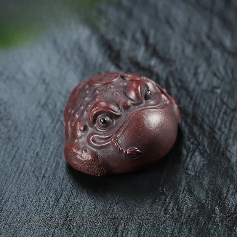 Fortune Golden Toad Purple Clay Pet TraditionalSculpture Tea Figurine Play Toys Statue  Services Ornaments Craft
