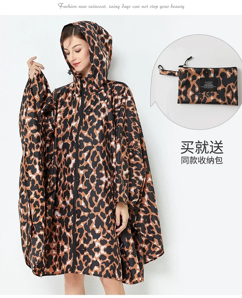 Leopard Cape Raincoat Rain Poncho Womens Coat Women Down Coats Woman Motorcyclist Cover Women\'s Rainrainwater Waterproof Jackets