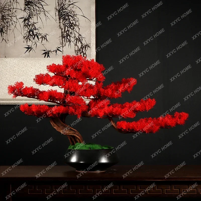 Simulation welcome pine tree bonsai Luo Hansong fake tree indoor office ornament porch hotel large green plant landscaping