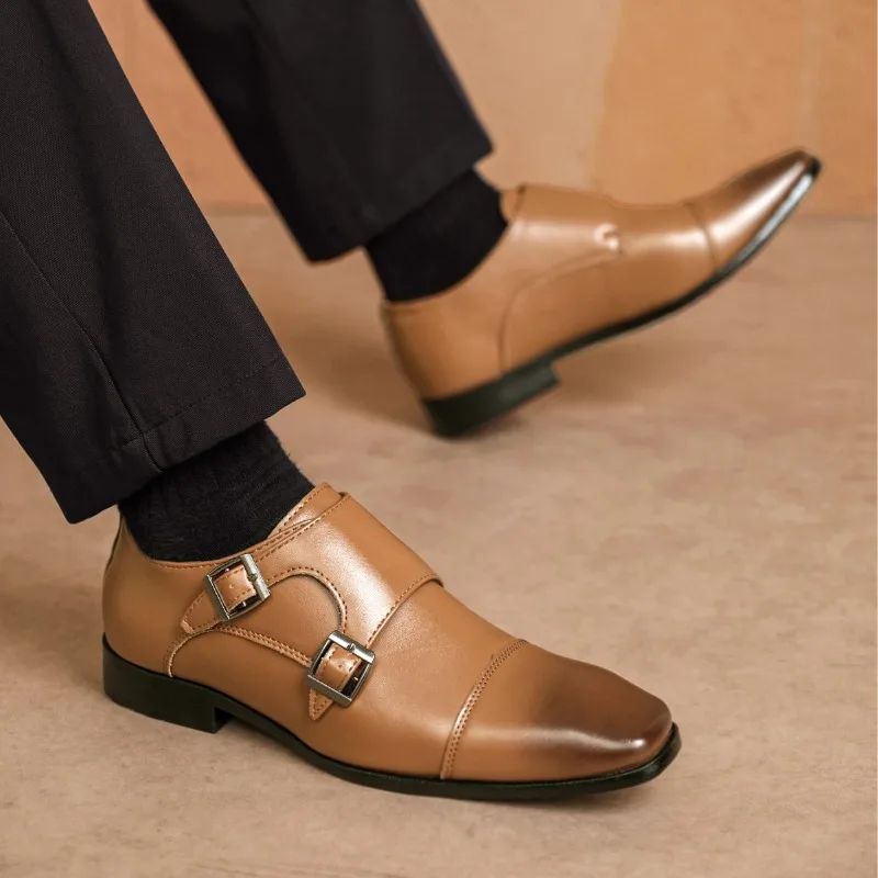 Fashion Designer Formal Slip on Men Dress Shoes New Classic Leather Oxfords for Wedding Party Business Flat Shoes Men's Loafers