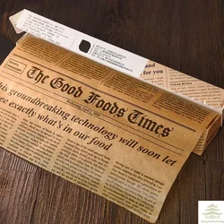 Retro English Newspaper Food Accessories for Baking Kitchen Food Grade Grease Paper Bread Sandwich Burger Fries Wrappers Cookie