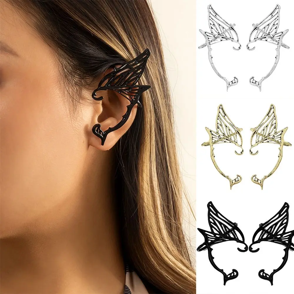 

Goth Antique Gold Color Elf Ear Clip Alloy Ear Hook Single Side Earrings Korean Style Jewelry Accessories Ear Cuff Halloween