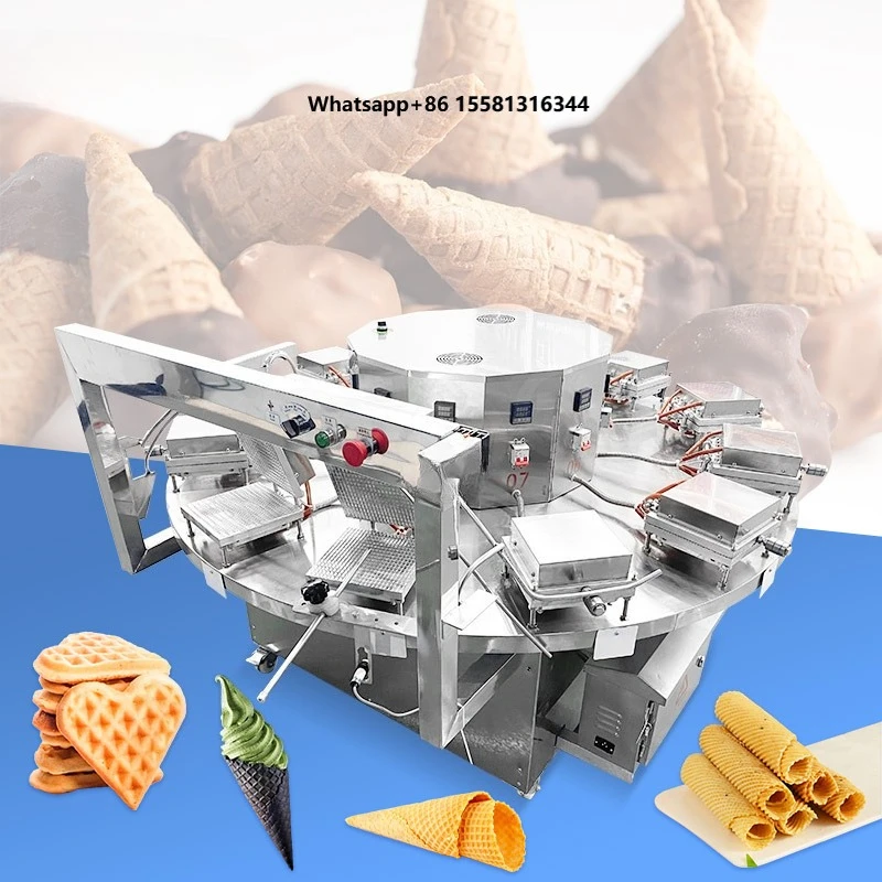 HNOC Industrial Stroopwafel Maker Wafer Roll Sugar Biscuit Machine Crispy Ice Cream Cone Make Machine