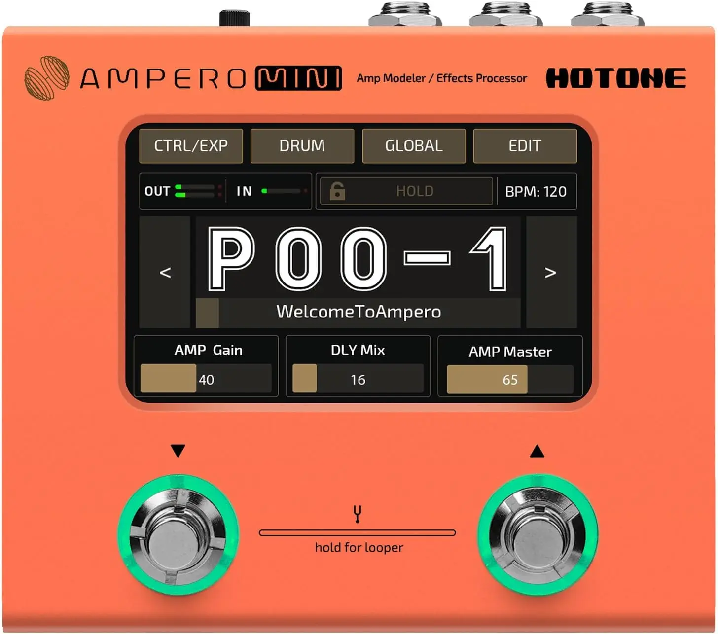 Hotone Ampero Mini MP-50 Guitar Bass Amp Modeling IR Cabinets Simulation Multi Language Multi-Effects with Expression Pedal Ster