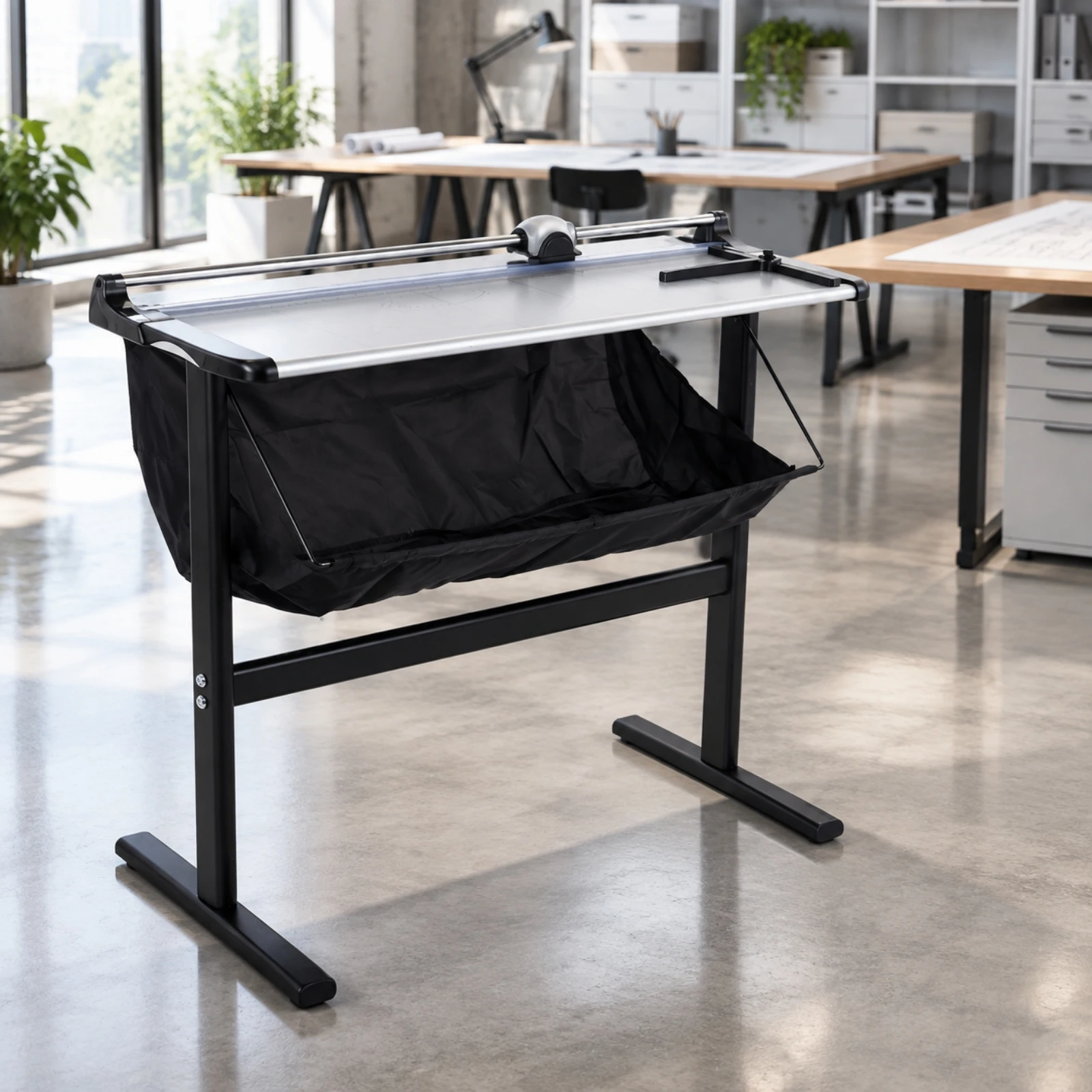 Metal Rotary Paper Cutter Stable Paper Cutter with Collection Bag Heavy-Duty for Print Room, Office