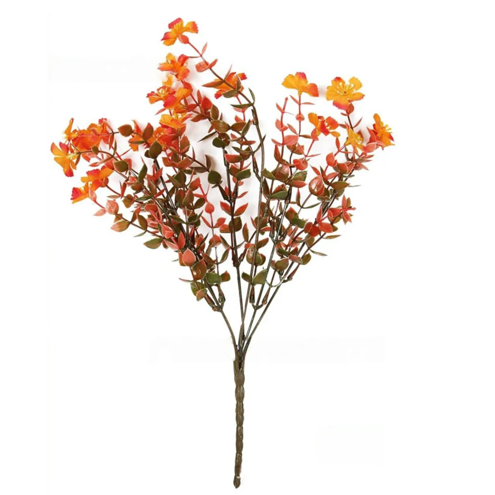 

12 UV resistant artificial flowers orange bouquets for garden decoration outdoor use plastic realistic appearance no watering
