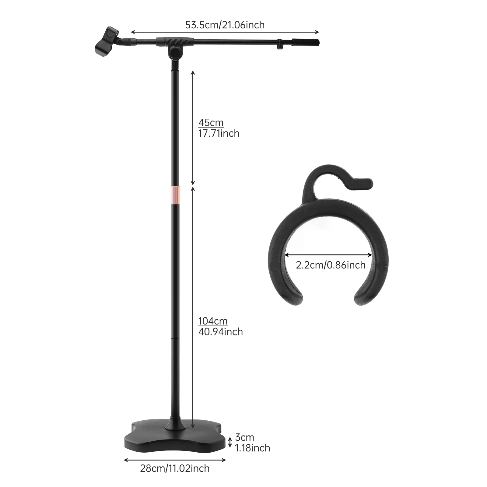 46-72 Inch Adjustable Height Microphone Stand with Boom Arm and Weighted Round Base