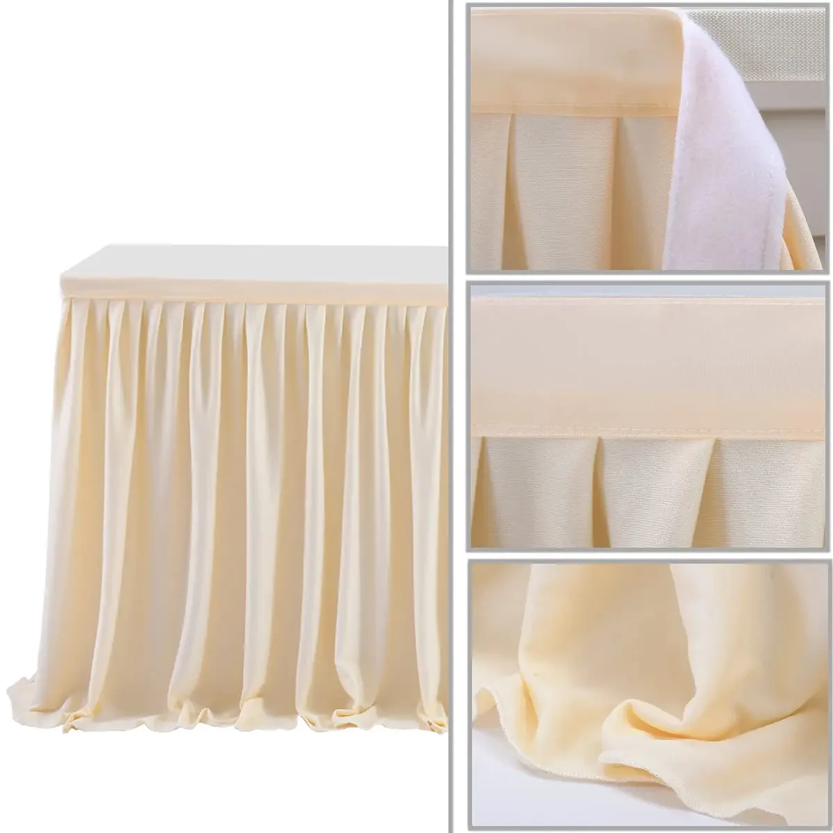 テーブルスカート しわになりにくい プリーツフリル付き セージグリーン テーブルスカート パーティー 結婚式 誕生日 甘いテーブルデコレーション用