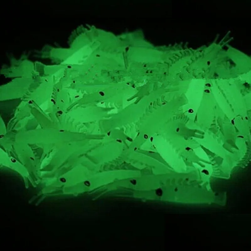 50 قطعة 3 سنتيمتر/4 سنتيمتر إغراء الغارقة ليلة ضوء الروبيان الطعم الناعم تقليد الطعم ل الصليب الفم باس الضحلة الصيد البحري تعويم الطعم