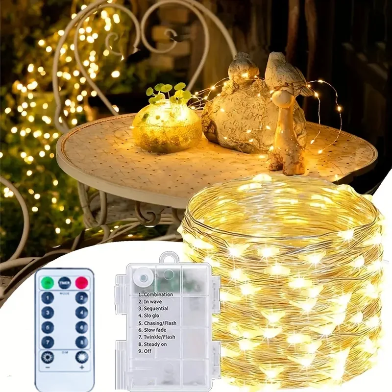 

300LED Fairy Lights Battery Operated 8 Modes String Lights Outdoor Silvery Camping Lights for Garden Camping Patio Party Decor