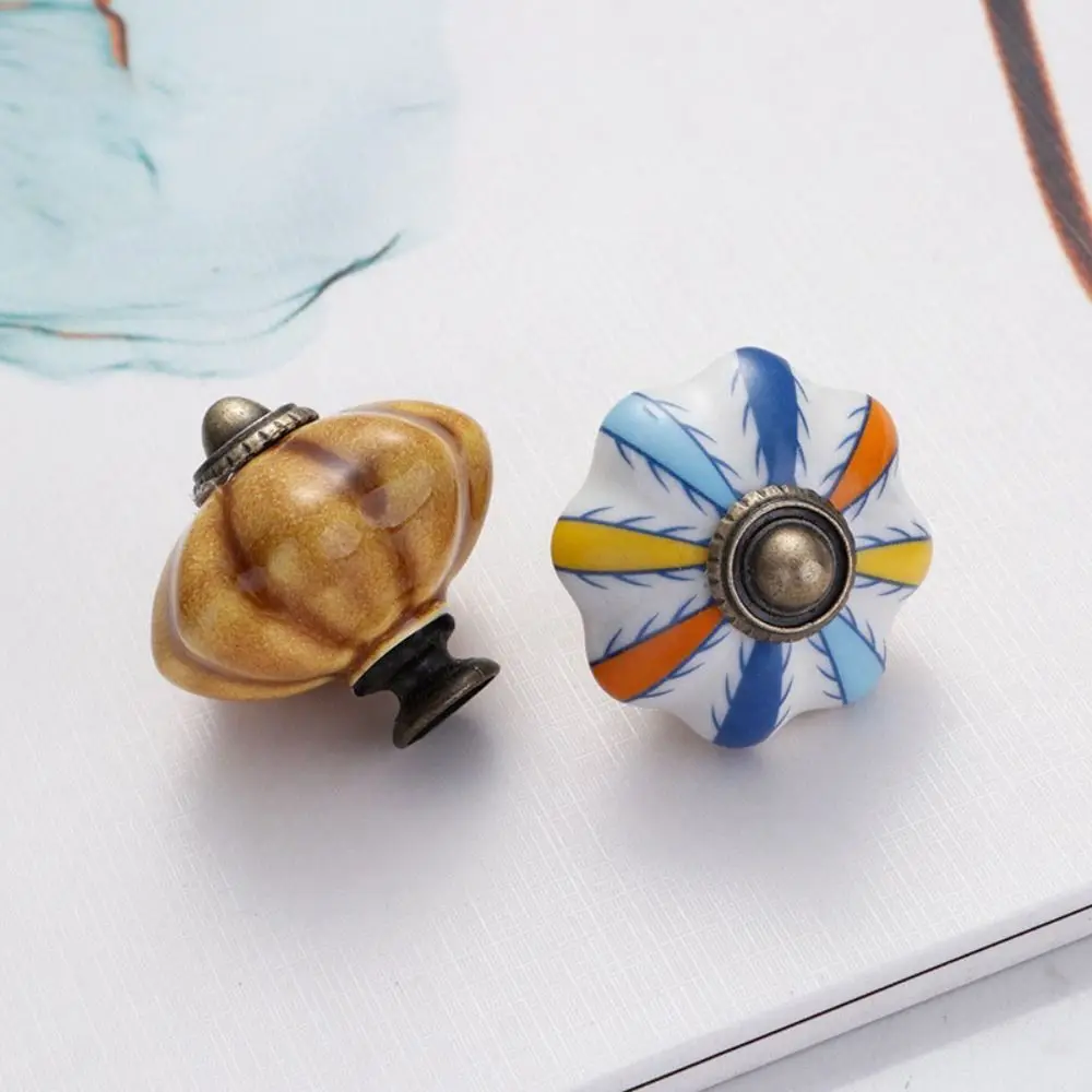 السيراميك والسبائك اليقطين مقبض ثقب واحد متعدد الألوان خمر مقبض الباب الإبداعية الأزياء الأثاث مقبض خزانة