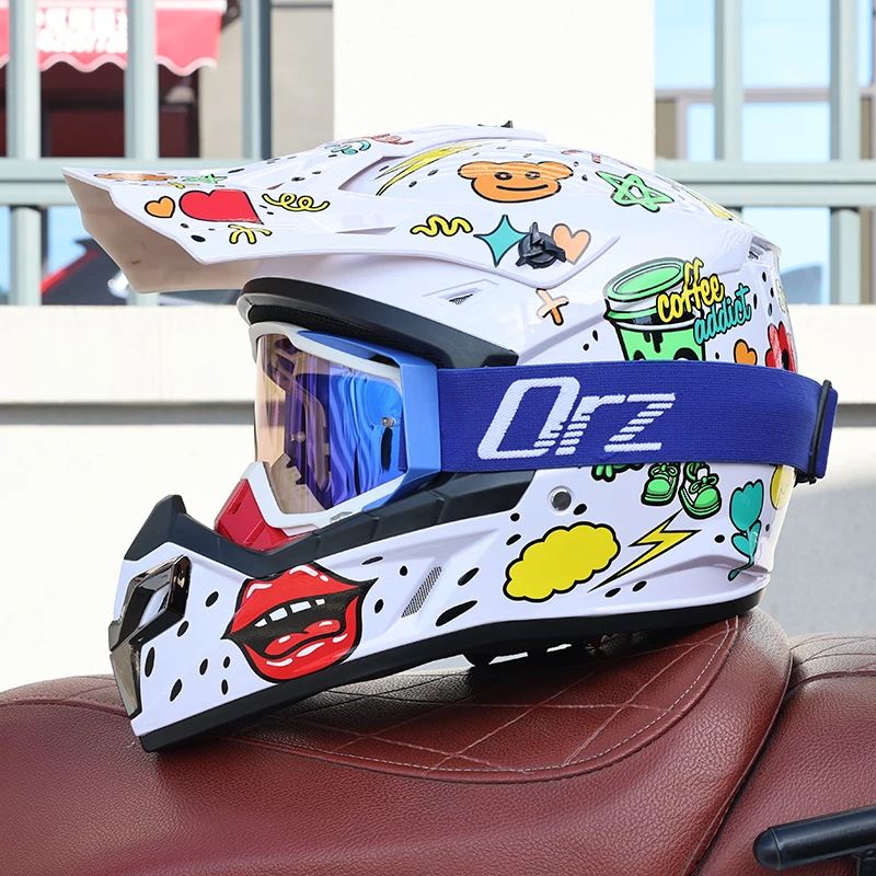 906-Off Road Motorcycle Helmet With Goggles Unisex All Season DOT Certified ABS Shell Shockproof Motocross Racing Safety Helmet