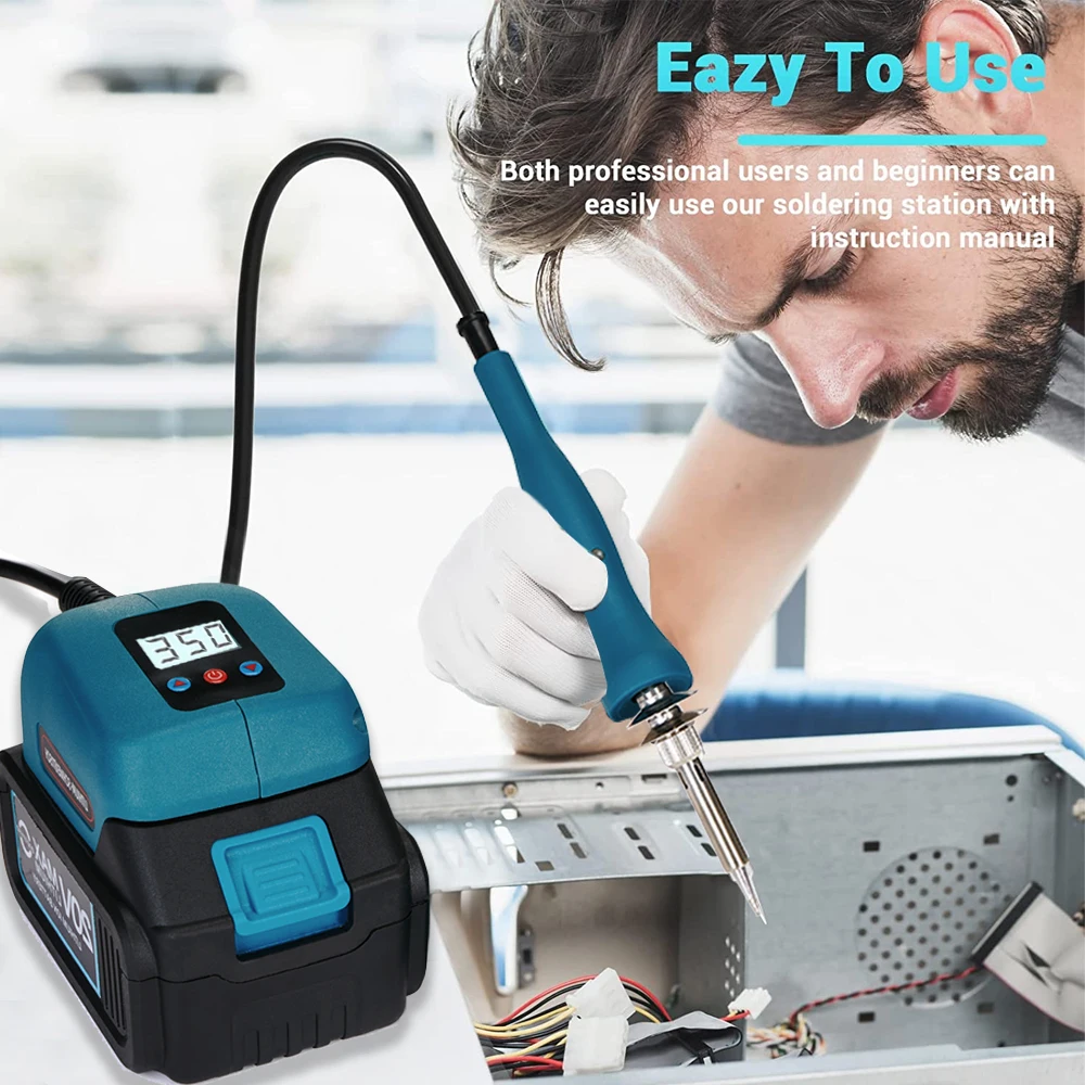 MINI Electric Soldering Station Digital Electronic Welding Iron Portable with Cleaning Ball For Makita 18V Battery