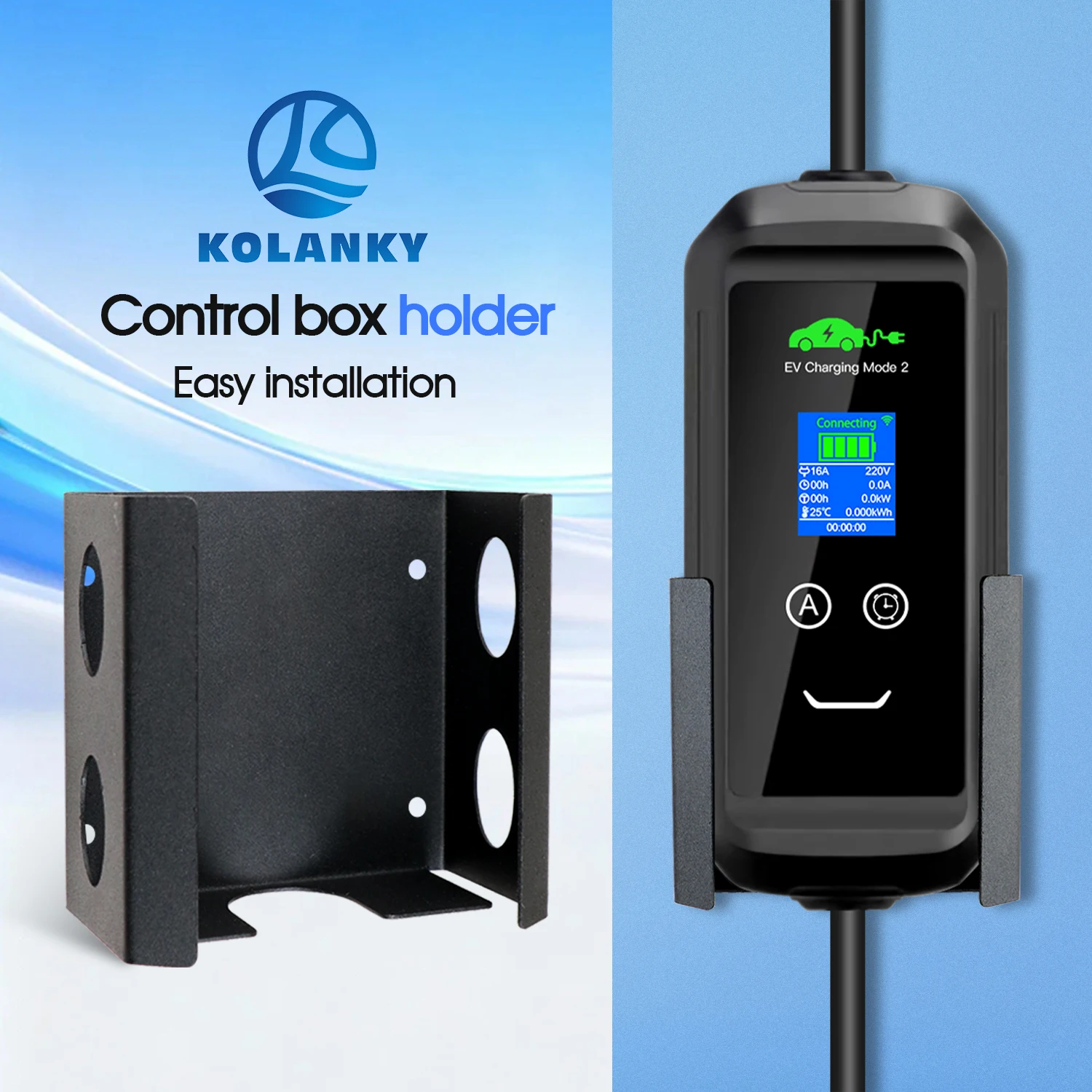 

Kolanky Mobile Eletric Vehicle EV Зарядное устройство Wallbox Управление Железный держатель Простая установка