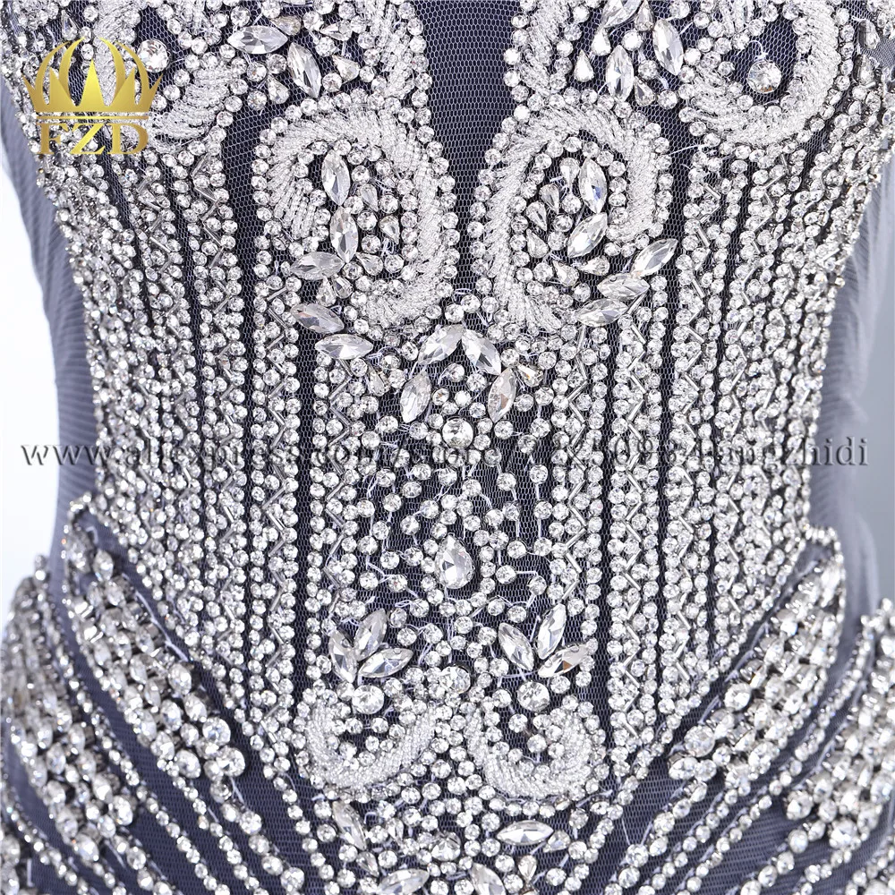 FZD 1 Piece All Rhinestones Gold Stone Large Patches and Rhinestone Crystal for Wedding , DIY Decorative for Evening Dress