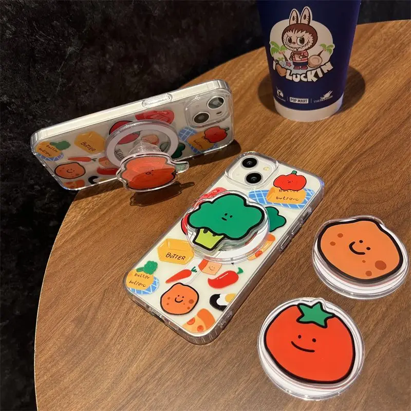 Koreanischer Niedlicher Cartoon-Gemüse Magnetischer Telefonhalter für iPhone 16 15 13 Samsung Universeller Ständerhalter – Detail 10