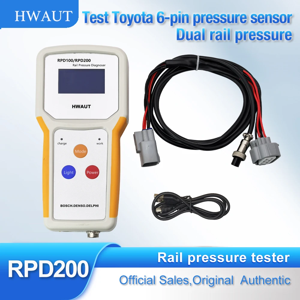 RPD200 جهاز اختبار التشخيص للسكك الحديدية المشتركة بوش دلفي دينسو اختبار تويوتا 6 دبوس استشعار الضغط المزدوج السكك الحديدية الضغط أداة إصلاح السيارات