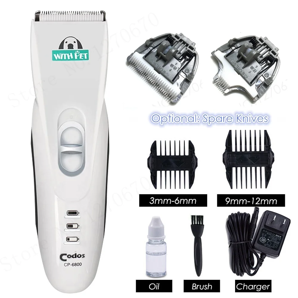 Codos CP6800 Electric Pet Hair Trimmer Grooming Haircut Shaver Machine Powerful Rechargeable Dog Hair Cutting Grooming Clipper