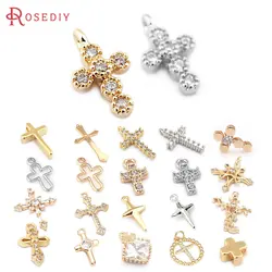 18K Gold Color Brass Cross Charms Pendants Diy Jewelry Necklaces Making Supplies Findings Earrings Accessories Wholesale