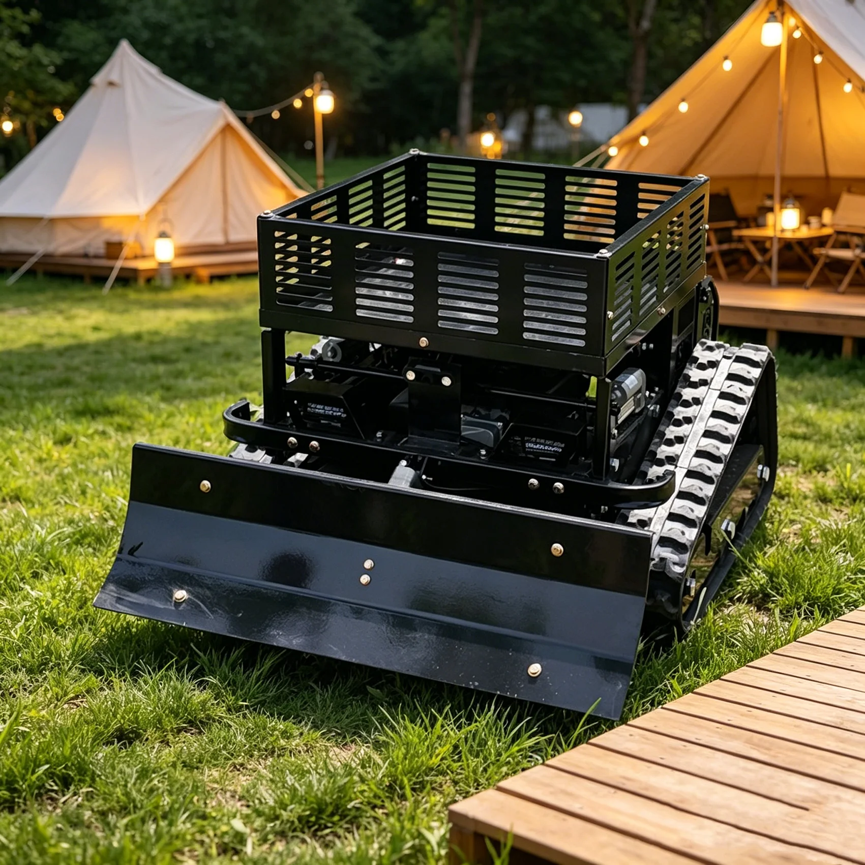 

Customized tracked lawn mower intelligent lawn mower, full of four stroke power, CE certified 550mm remote control adjustable