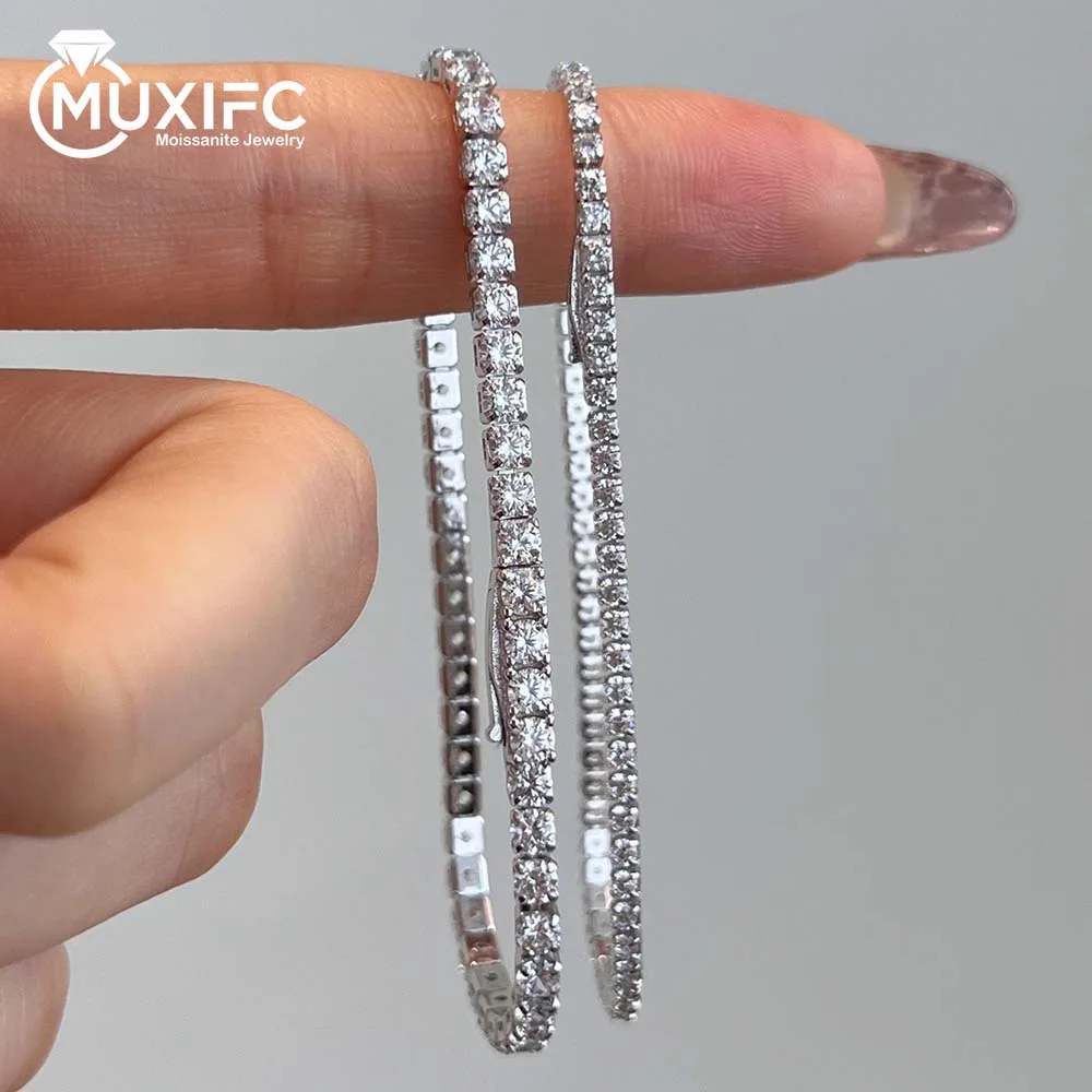 MUXIFC 2mm 2.5mm 3mm Moissanite Tennis Bracelet for Women Men 925 Sterling Silver Plated 18k Wedding Party Jewelry Bracelets GRA