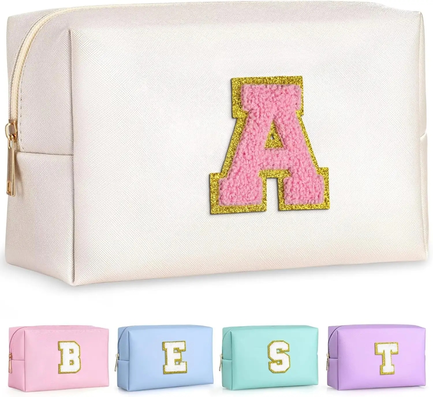 

Graduation Gifts - Initial Makeup Bag Birthday Gifts for 4 5 6 7 8 9 10 11 12 Year Old Girls Personalized Preppy Toiletry Bag