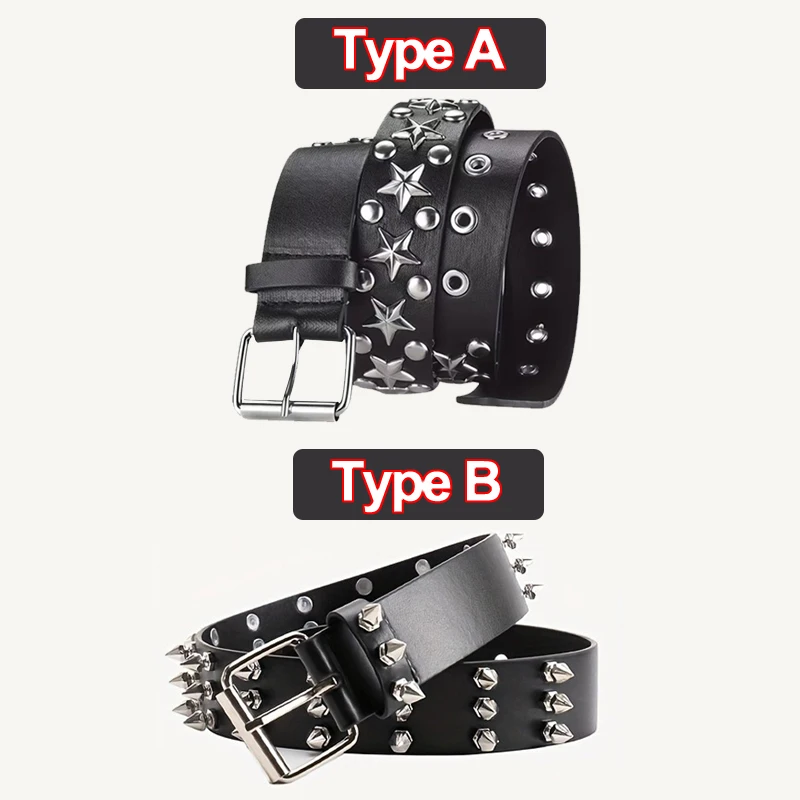 الرجعية برشام جوفاء رصاصة الديكور حزام أزياء جلدية رصع القوطي روك البرية قابل للتعديل المرأة فاسق الحزام الأسود