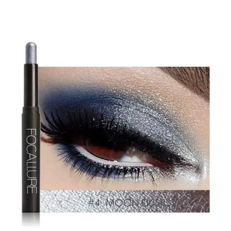 ใหม่ตรา Make Glitter Eye Shadow ดินสอกันน้ํา Pigment ทองสีขาว Shimmer METALLIC Focallure อายแชโดว์