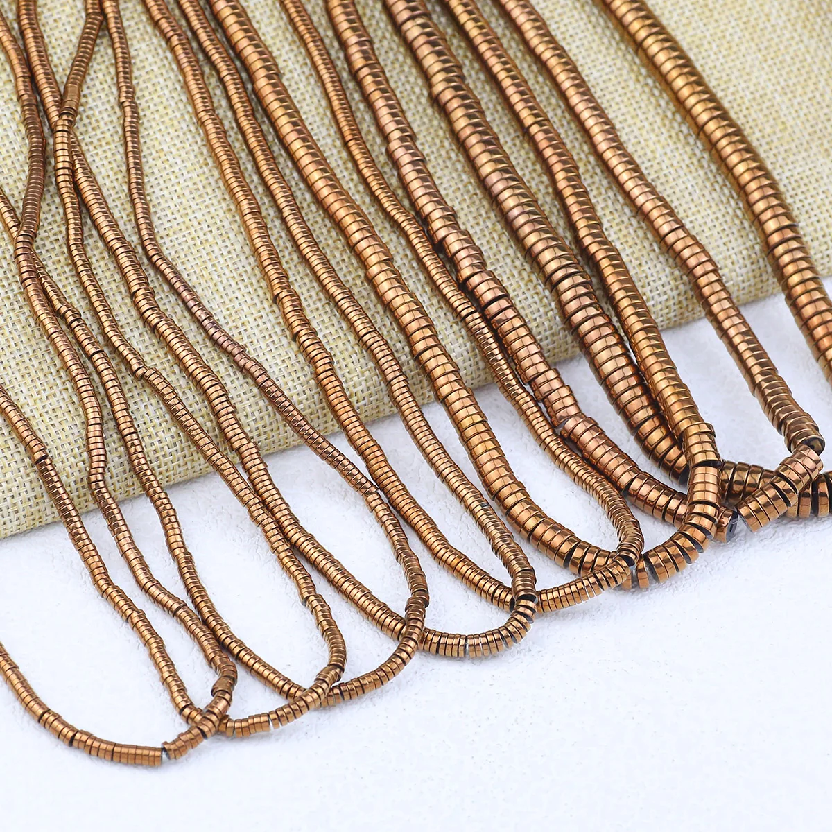 Rodadas Planas Espaçadores de Moeda Hematita, Chapeamento de Pedra Natural, Cor Cobre, Contas Soltas para Fazer Jóias, Pulseiras DIY, 3mm, 4mm, 6mm, 8mm