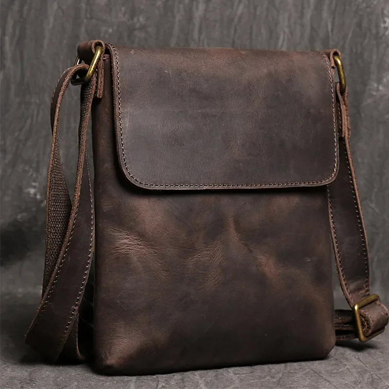 High Quality Messenger Bag For Men Genuine Leather Crossbody Bag Male Easy Travel Shoulder Bag for Tablet Men's Leather Handbag