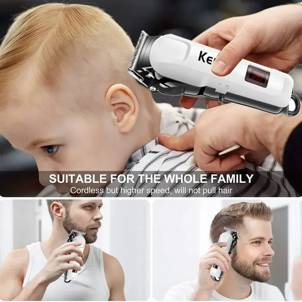 Kemei مقص الشعر Km-809A Km-2299 Km-2024 UBS قابلة للشحن اللاسلكي أداة تهذيب اللحية مشابك شعر كهربائية قوية للرجال