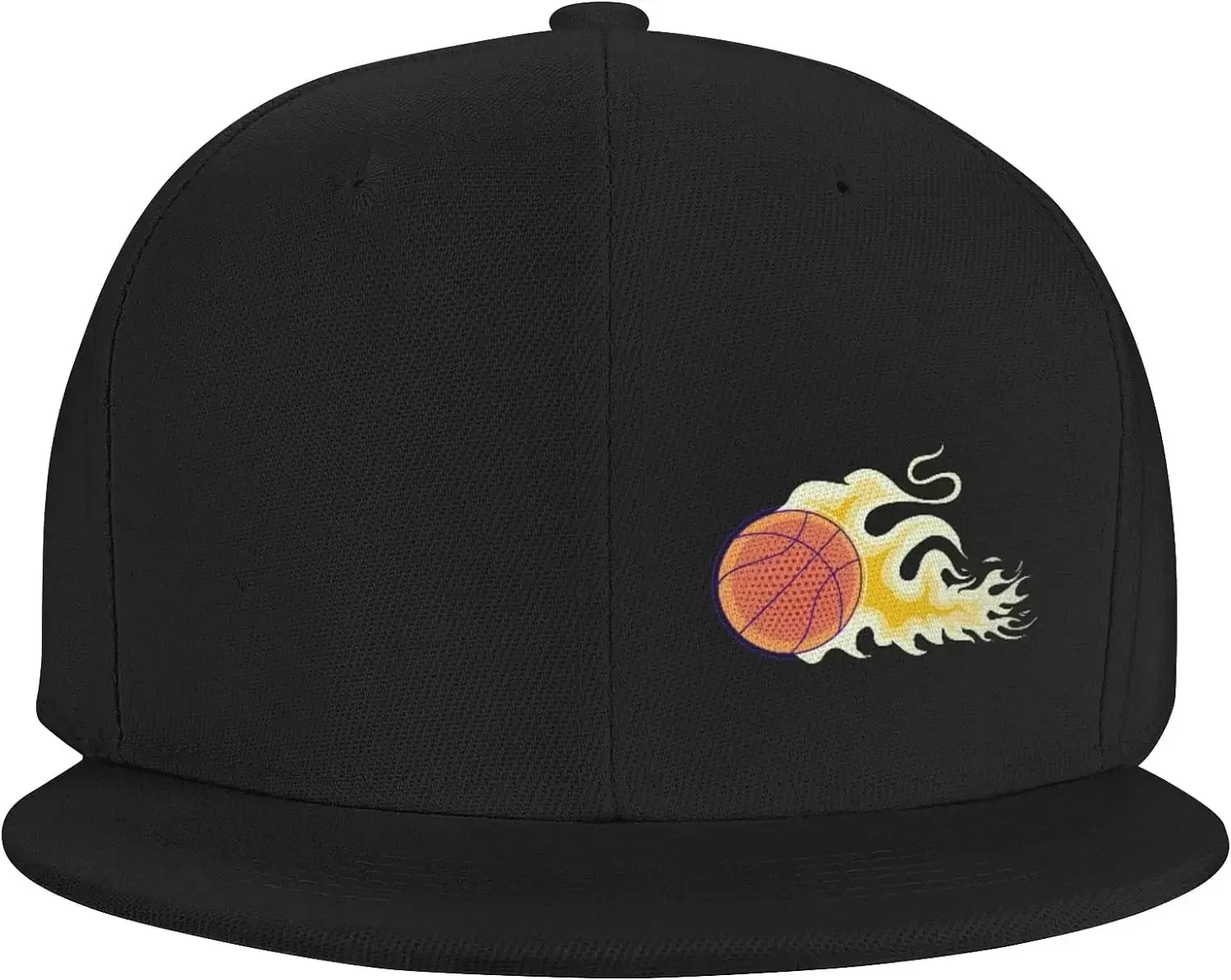 Flat Brim Cap Snapback Hat For Men - Basketball Logo Prints Adjustable Baseball Cap