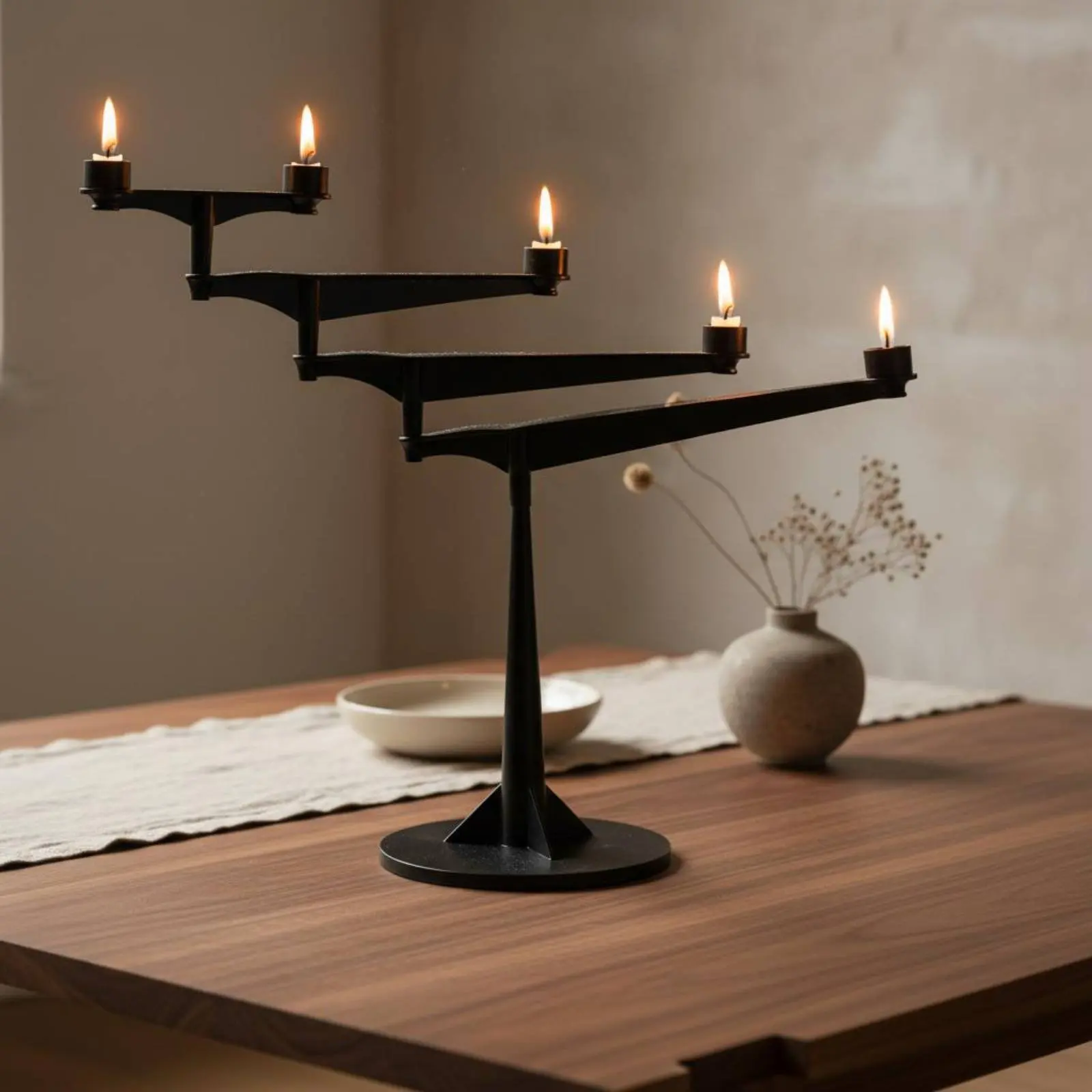 Fotografia 3: Candelabro Moderno de Metal com Ramos Ajustáveis para Decoração de Casa, Sala de Estar e Lareira