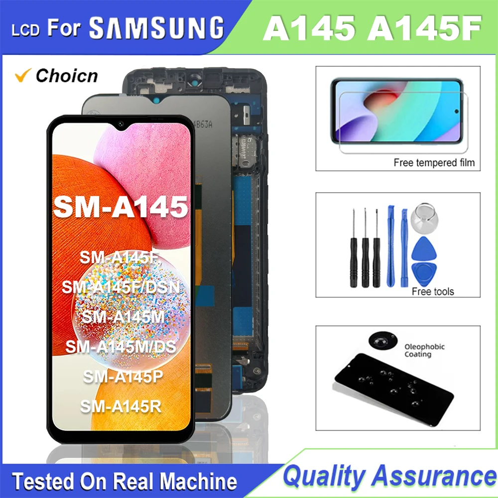 6.6 "100% teste para samsung galaxy a14 4g display lcd tela de toque digitador assembléia para samsung a145 lcd a145f a145m com quadro