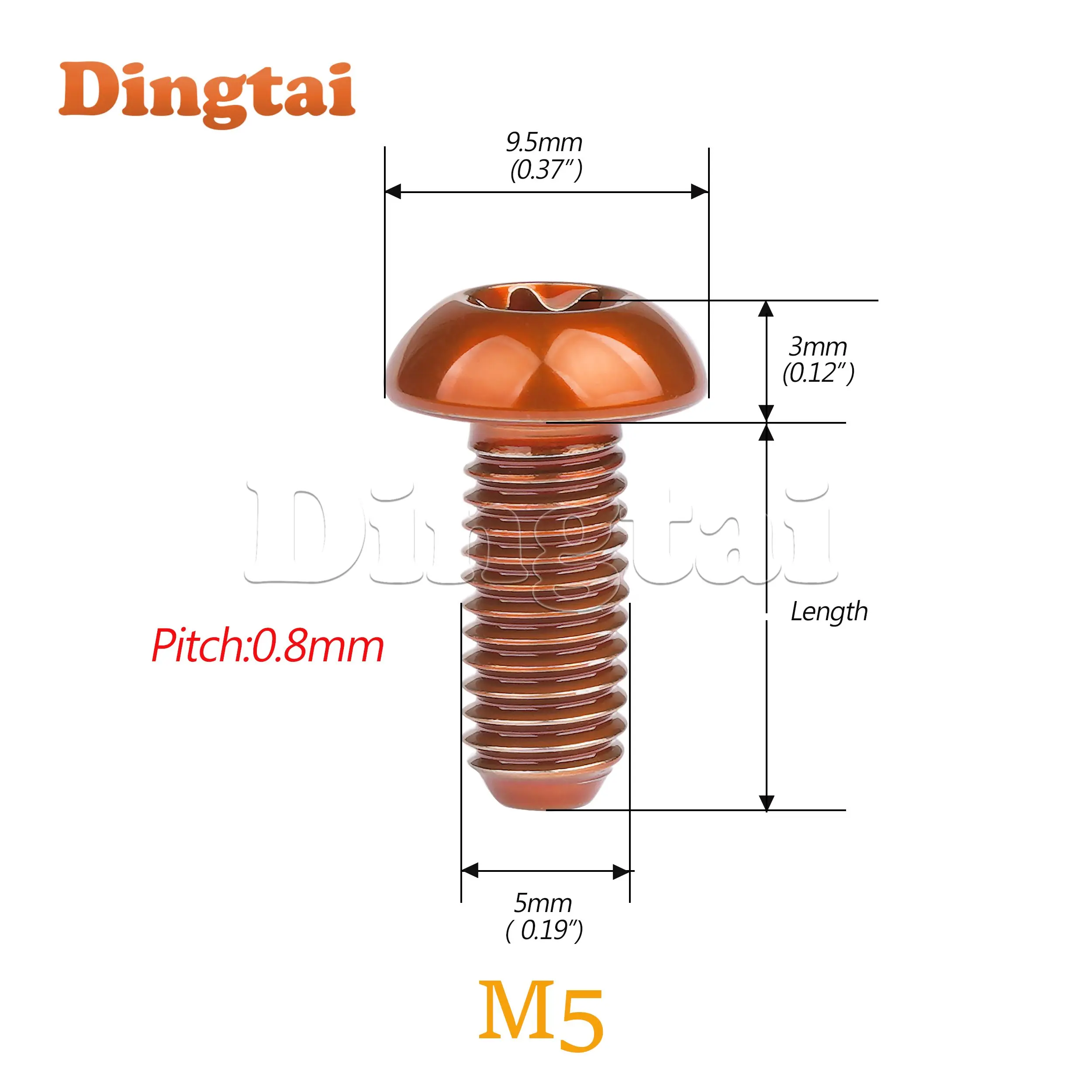 Dingtai Titanium Bolt M5x10 12mm  T25 Torx Head Screw for Bike Disc Brake Rotors Mountain