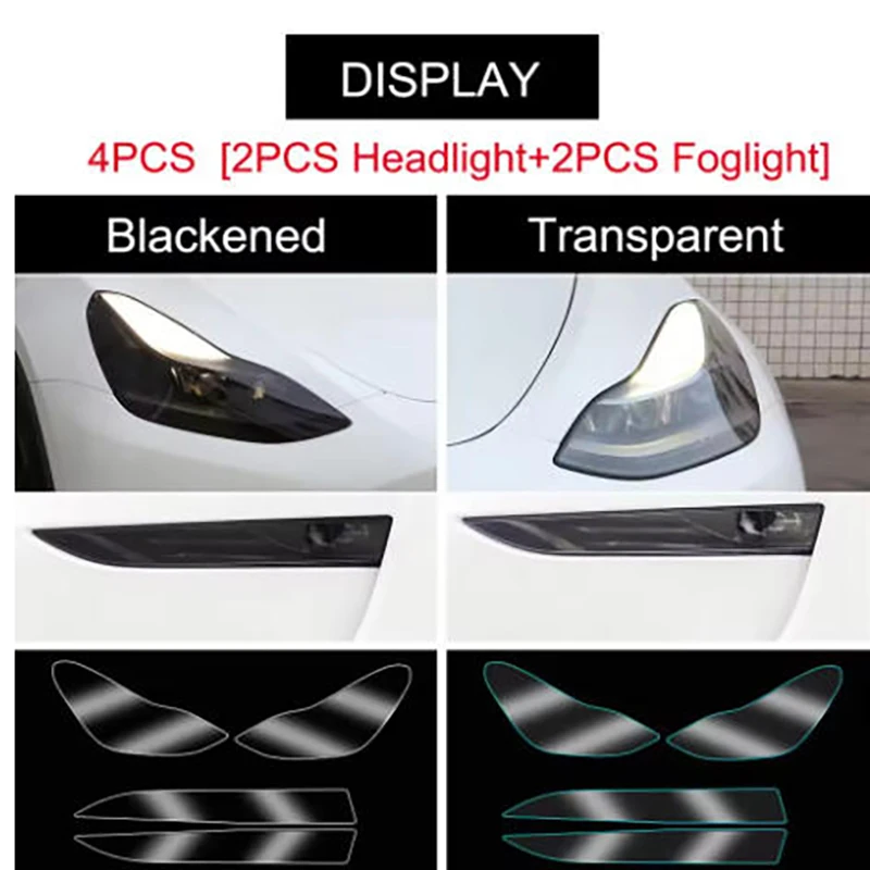 For Tesla Model Y 2017–2023 TPU Protective Films for Blackened Headlights Front Fog Lights and Rear Fog Lights Color-Changi view 5