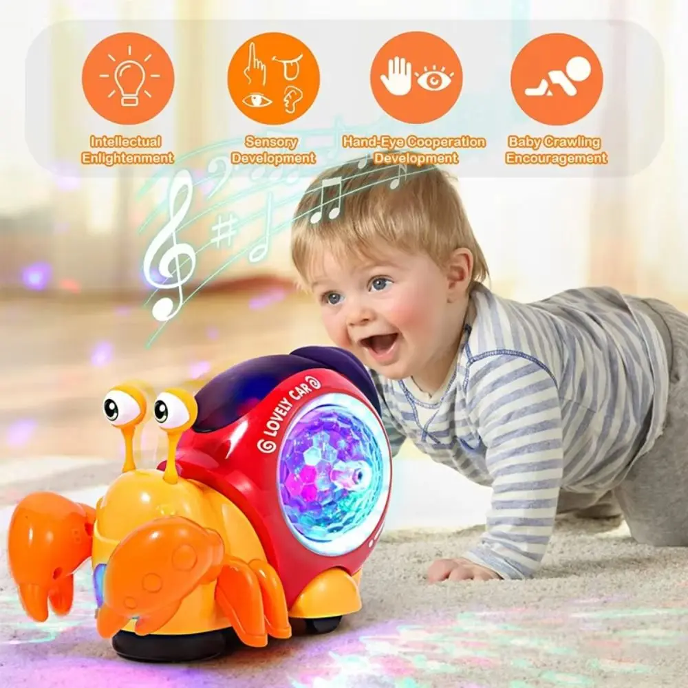 

Plastic LED Light Crab Walking Toys Walking Tummy Time Toy With Music Dancing Hermit Crab Toys Electric Toy Glowing Toy