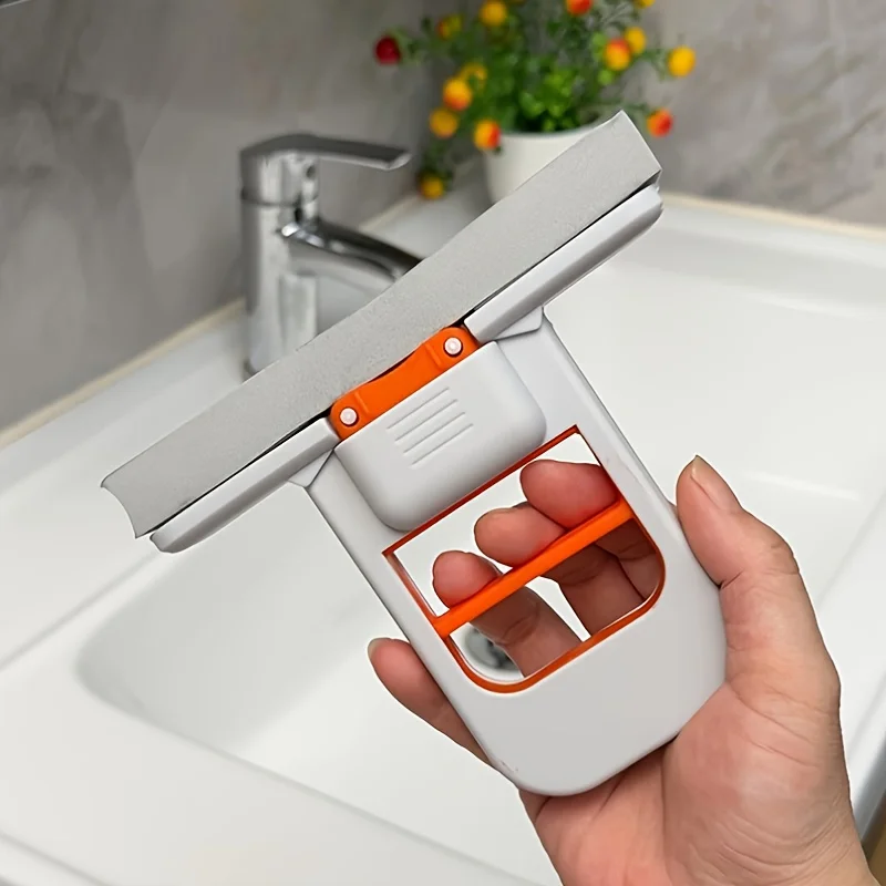 Mini esfregão de mesa dobrável, esfregão curto portátil auto-aperto, push-pull para espremer e enxágue, limpeza úmida/seca para cozinha e banheiro