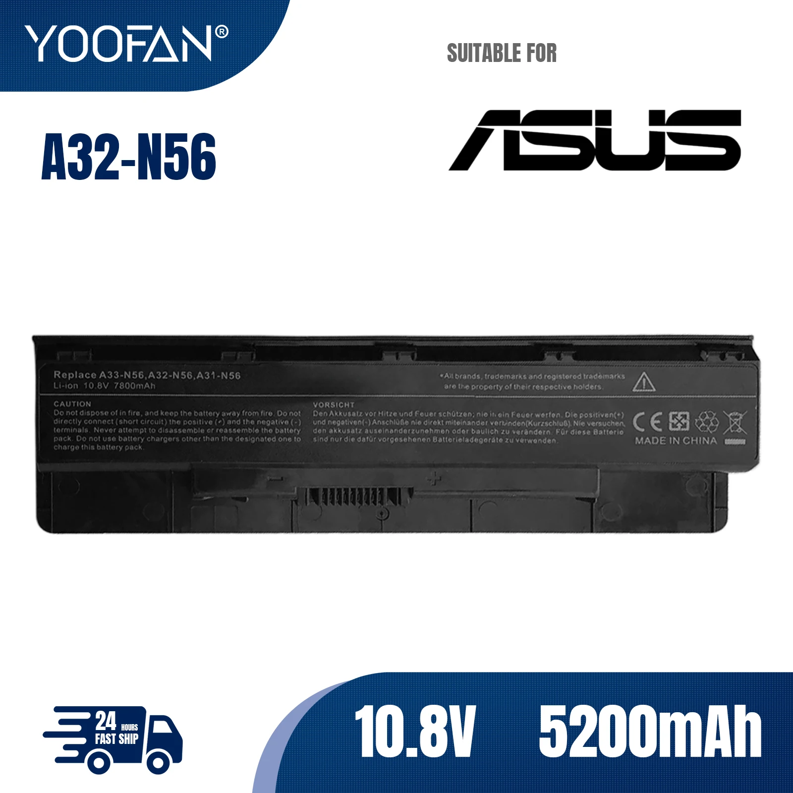 

YOOFAN 7800mAh 9 Cells Battery A31-N56 A32-N56 A33-N56 For Asus N56 N56D N56D N56DY N56J N56JK N56VM N56VV N56VZ N56JN N56JR