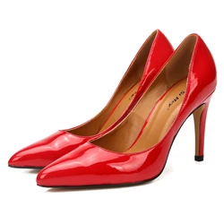 SDTRFT Plus:45 46 47 48 Spring/Autumn Stilettos 10cm thin heels sexy Patent Leather red Nightclub pumps women Pointed Toe shoes