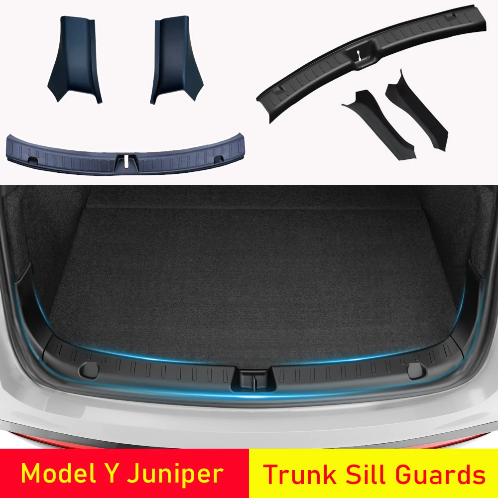 for 2025 2026 Tesla Model Y Juniper Rear Bumper Trunk Sill Cover Protector Bumper Guard Mat Organizer Kick Pad Strip Accessories