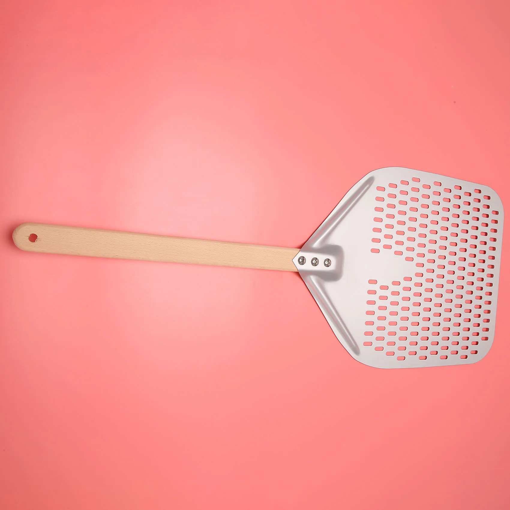 AB11-Perforated Pizza Peel,Professional Anodized Aluminum Pizza Peels, Rectangular Pizza Turning Spatula With Detachable