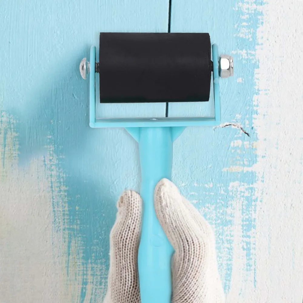 Blue、White Printmaking Brayer Plastic Handle Rubber Surface Rubber Ink Roller Durable Versatile Handcraft Brayer Tool
