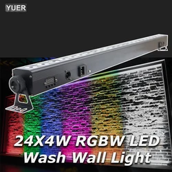 YUER 24X4W 4IN1 RGBW LED Wall Wash Super Large Light Angle DMX Control Device Suitable Party Disco DJ Ballroom Bar Decoration