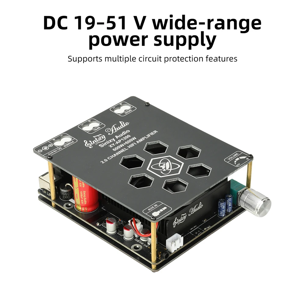 

DC 19-51V 10A 1200W TPA3255 Power Amplifier Board 600W+600W Dual Channel Pure Stage with Preamp Gain Adjust