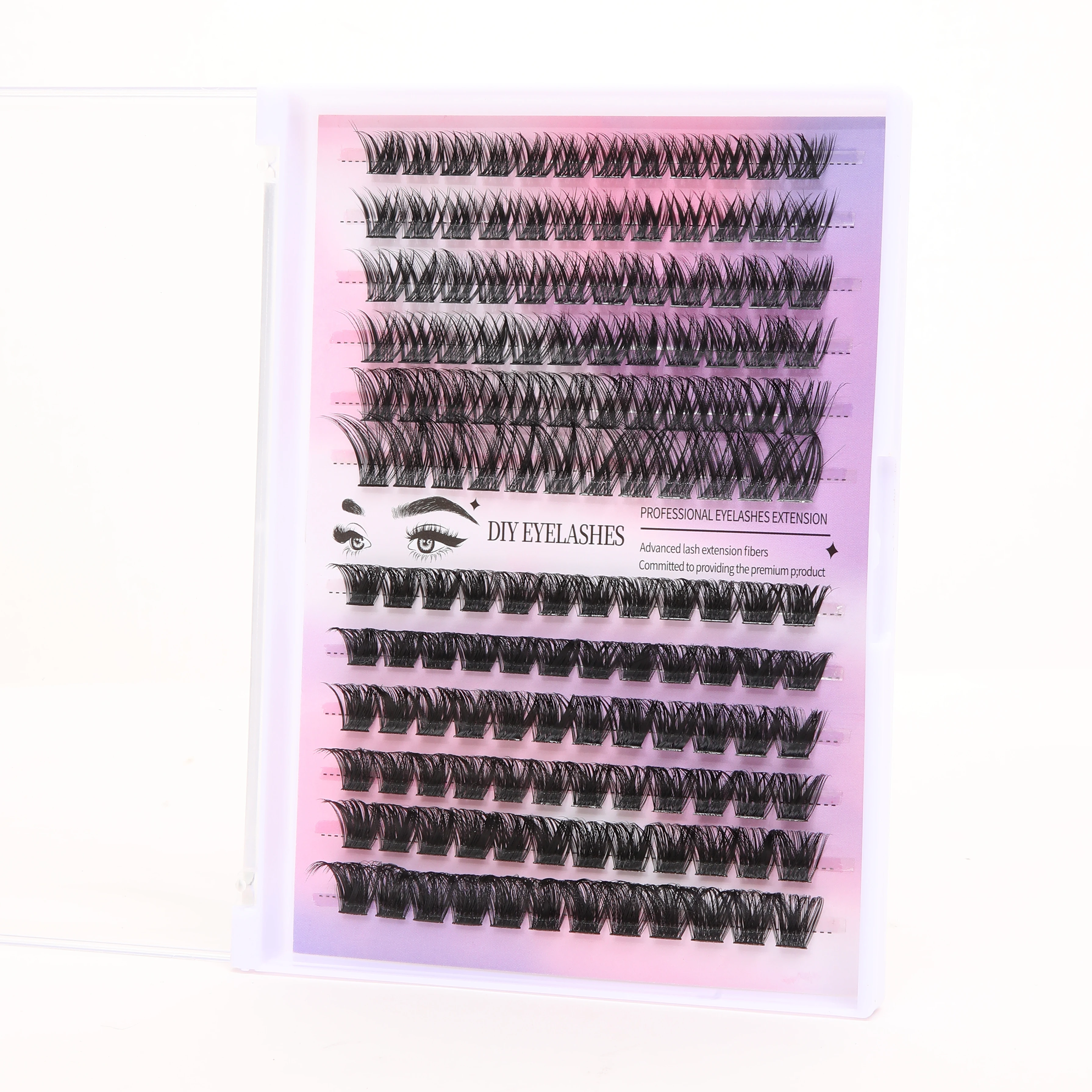 DIY Eyelash Extension Kit, 144 Pc Eyelash Clusters, Super Fixed Mascara Brush Bonding and Sealing Eyelash Glue and Eyelash Applicator and Tweezers