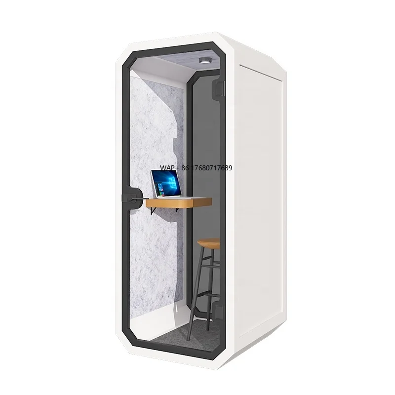 

Custom Made Modern Phone Booth Soundproof Glass Office Pod for Work Record Use Negotiation Meeting Room Studio Vocal Hotels